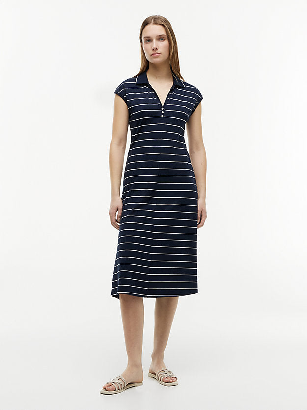 Pique Henley Midi Polo Dress