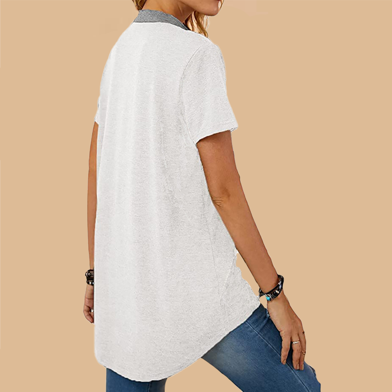 T-shirt décontracté ample à manches courtes et à boutonnage simple