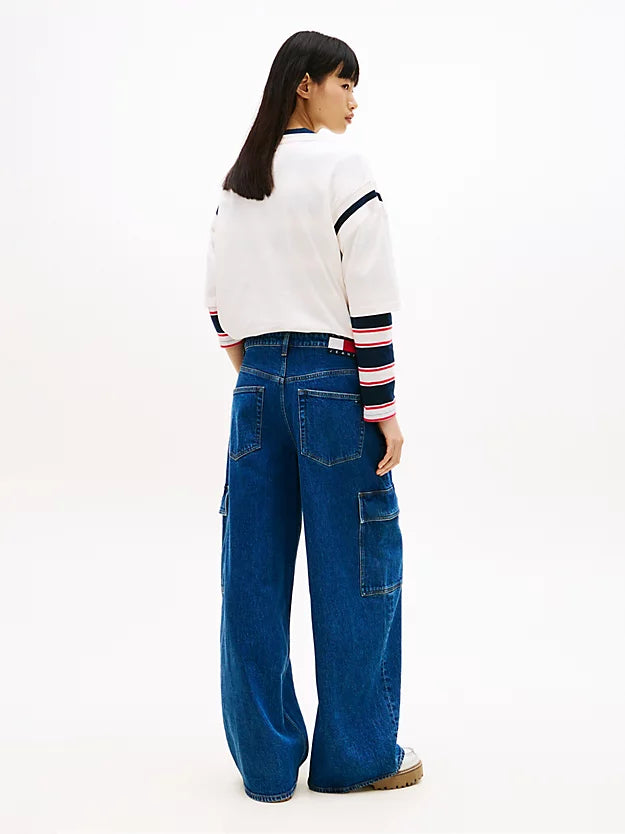 Mid Rise Loose Wide Leg Cargo Jeans