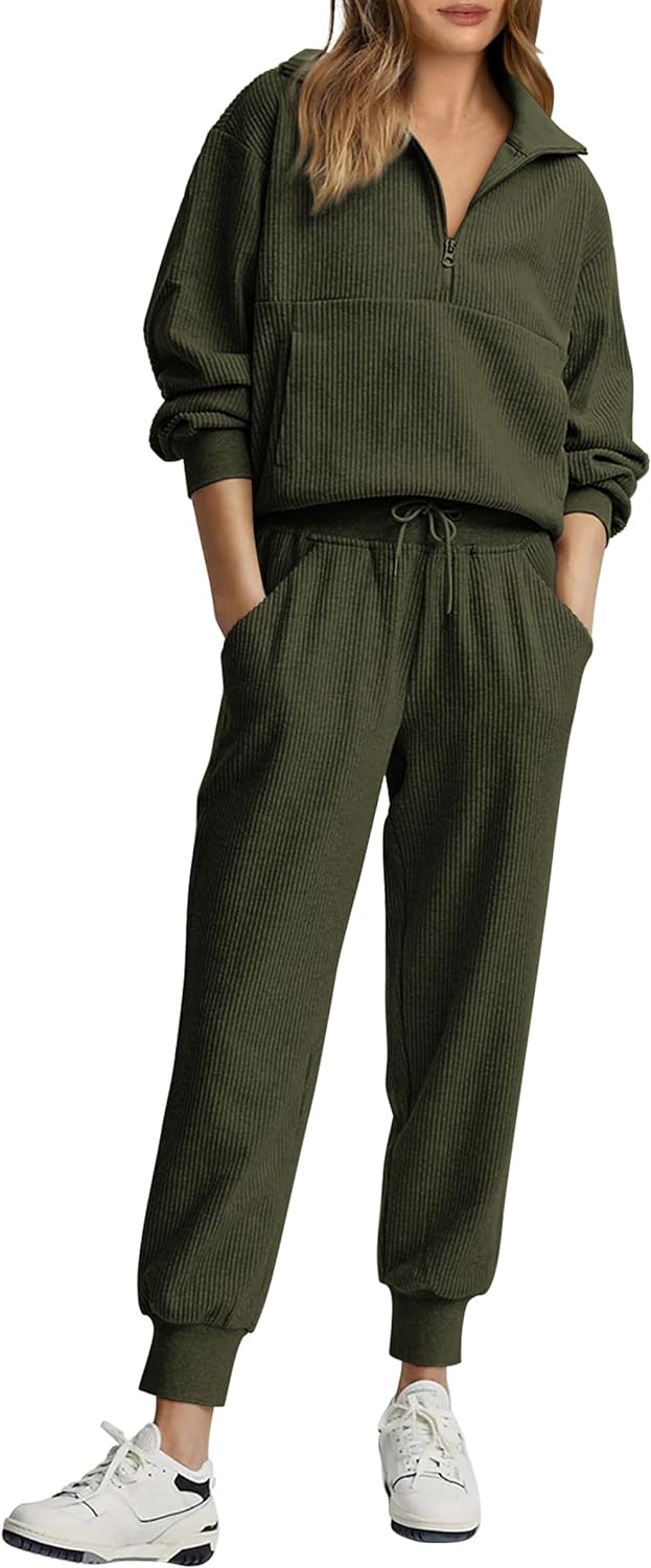 NOUVEAU 🔥 Ensemble décontracté deux pièces en coton pour femme : sweatshirt ample à cordon de serrage et pantalon de survêtement large