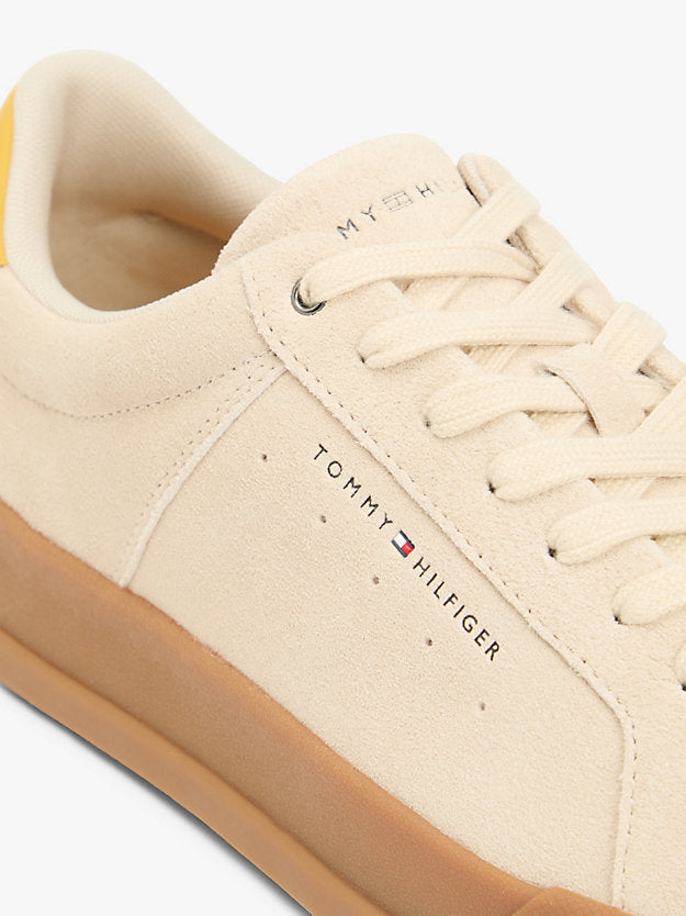 Contrast Heel Suede Court Trainers