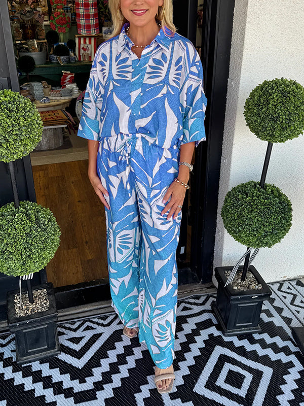 Nouveau🔥Ensemble deux pièces décontracté ample à fleurs pour femme