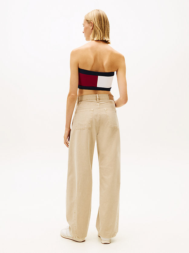 Mid Rise Wide Barrel Leg Trousers