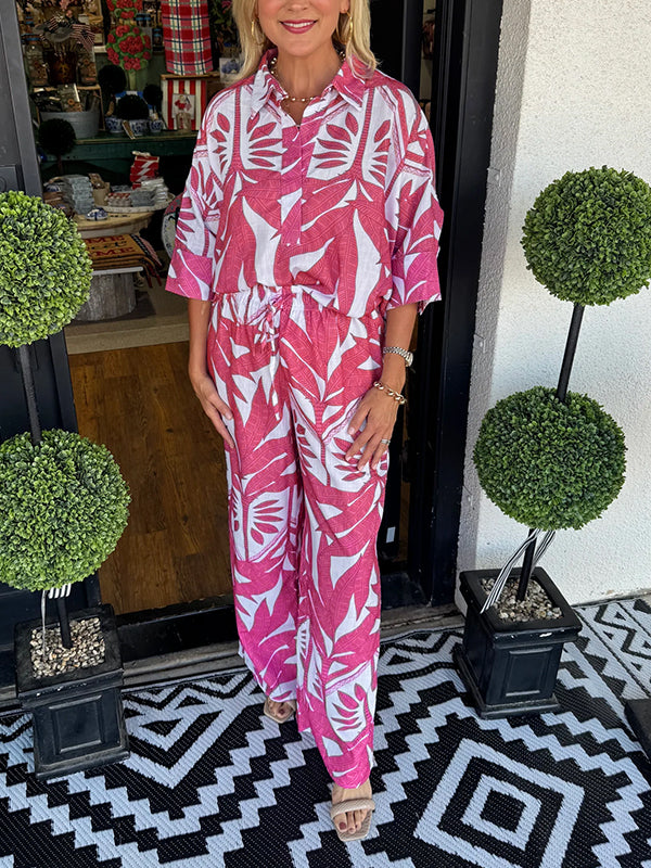Nouveau🔥Ensemble deux pièces décontracté ample à fleurs pour femme