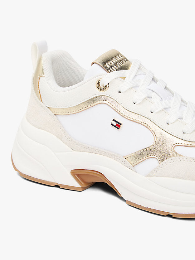 Metallic Leather Chunky Trainers