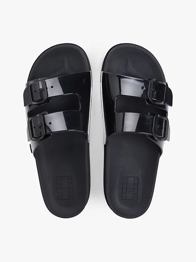 Double Buckle Strap Jelly Slides