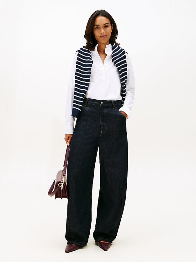 Relaxed Fit Ruffle Collar Oxford Shirt