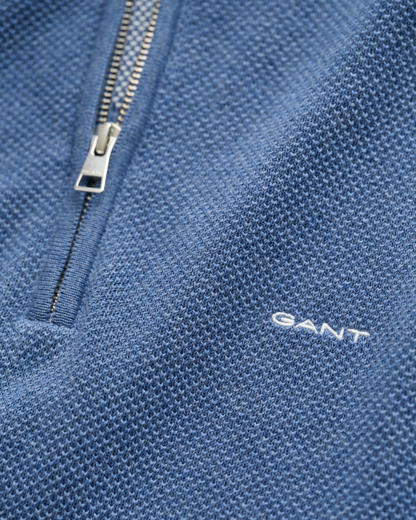 Cotton Pique Half-Zip Sweater