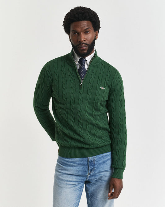 Cotton Cable Knit Half-Zip Sweater